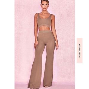 House of CB ribbed knit trousers and cropped top